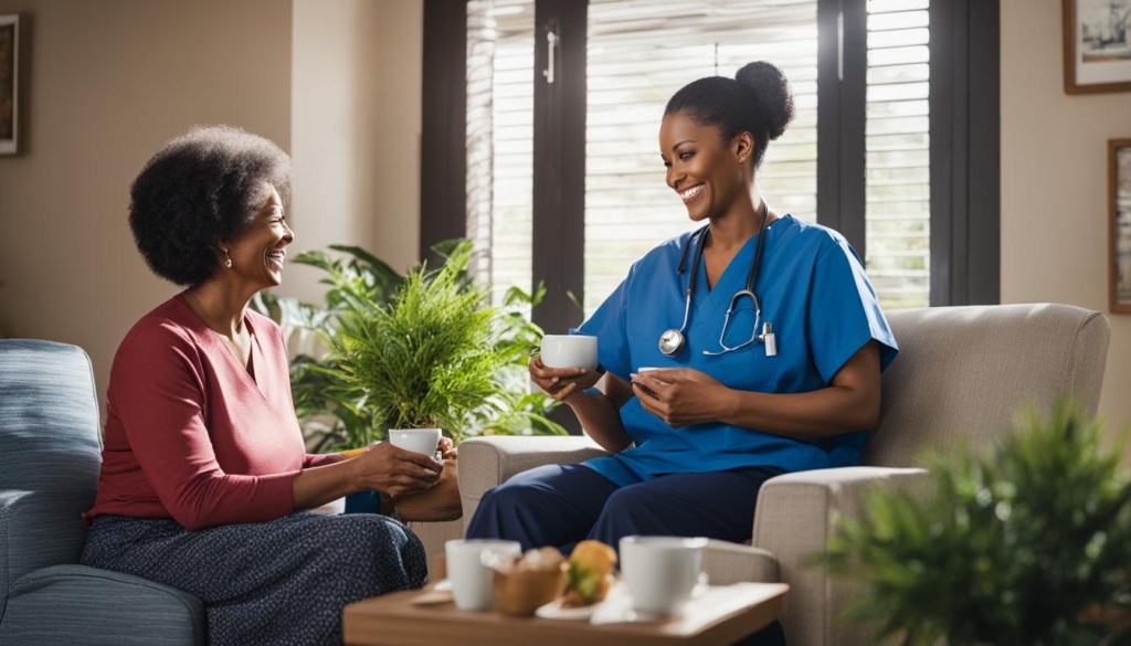 Home-based renal care professional visiting a patient